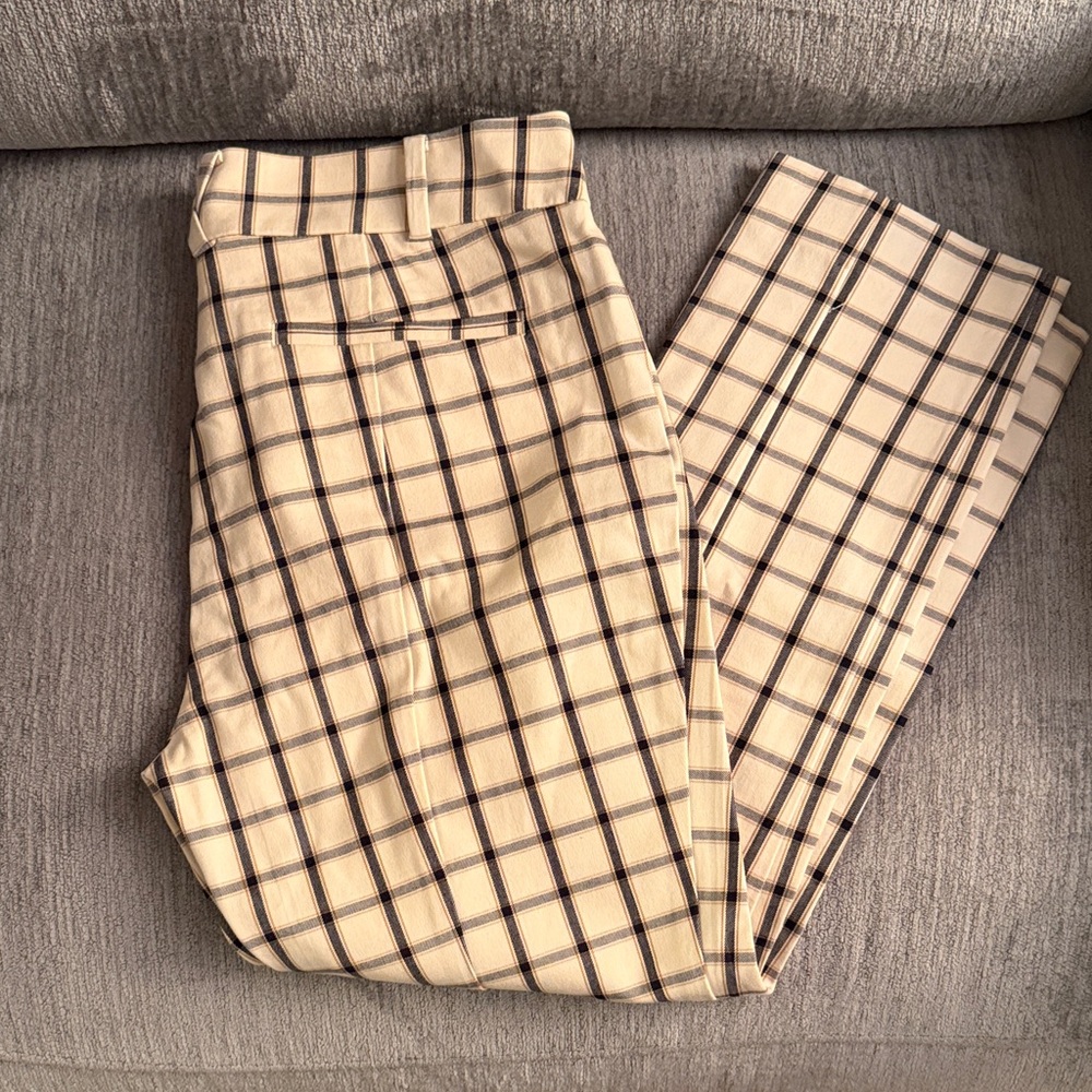 Anthropologie Beige and Black Checkered Chinos